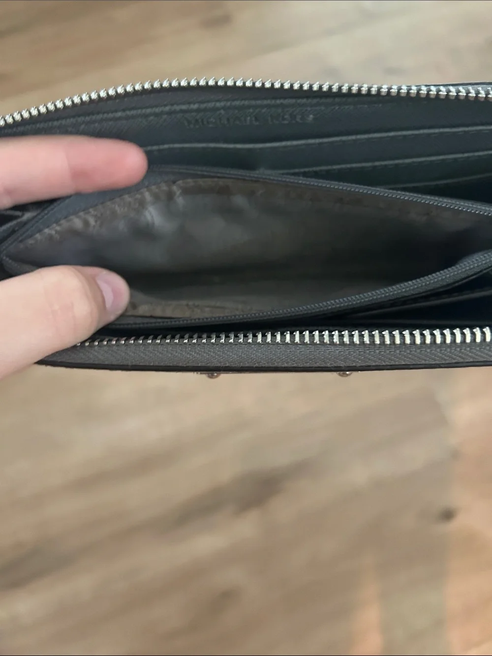 Michael Kors Gray Snake-Embossed Zip Around Wallet